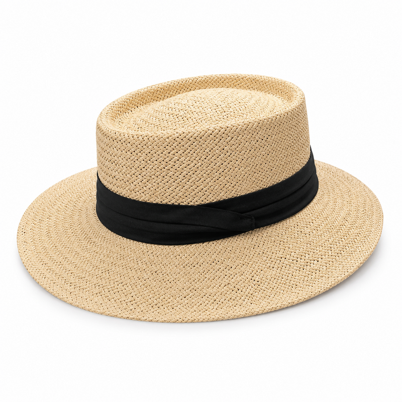 Retro Flat Top Straw Sun Hat for Women