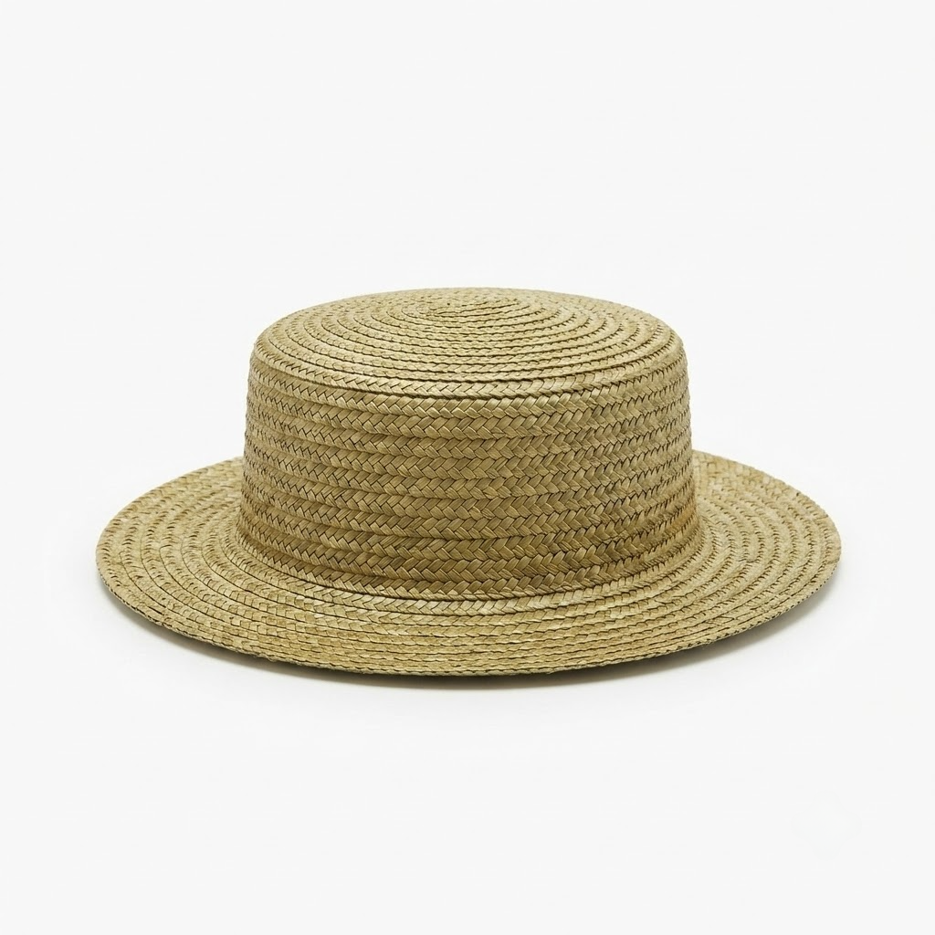 Shallow Brim Flat Top Straw Fedora Hat