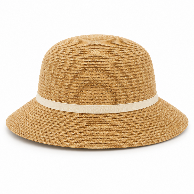 Women's Sixties Screen-Siren Straw Sun Hat with Short Brim