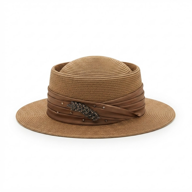 Women's Retro Straw Sun Hat with Ribbon Detail