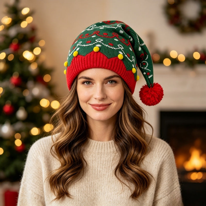 Christmas Knit Beanie with Pompom - Adult & Child
