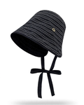 Striped large brim   black