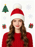 Single pom pom twisted christmas hat   red