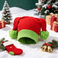 Double pom pom christmas hat   red and green