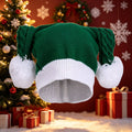 Double pom pom christmas hat   green and white