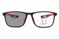 Matte black with red temples   photochromic multi focal