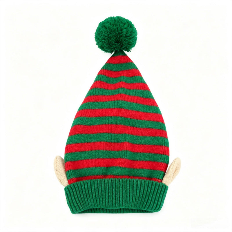 Elf Pom-Pom Christmas Beanie Knit Hat