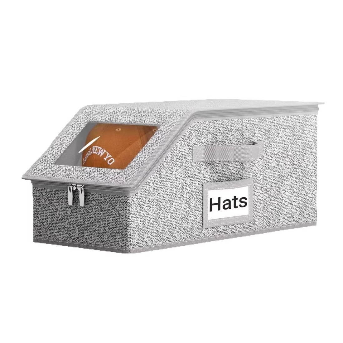 Foldable Hat Storage Box with Zipper and Lid