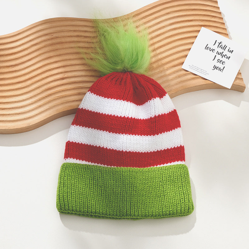 Kids Christmas Pom-Pom Knit Beanie with Brim