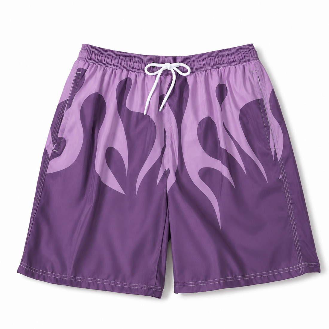 Men's 5-Inch Flame Print Swim Trunks - Quick Dry Drawstring Shorts