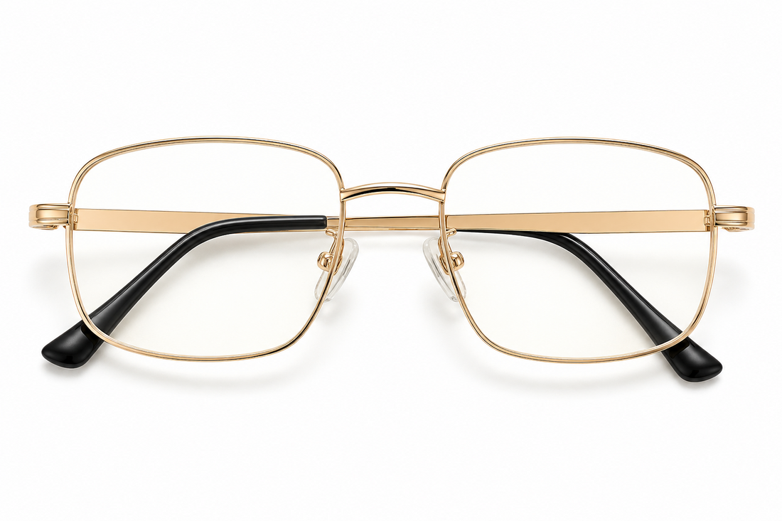 Premium Square Metal Blue Light Filtering Reading Glasses