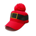 Red cap with red pom pom