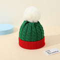 Red and green cable knit christmas hat