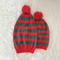 Red and green striped   adult and child set