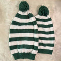 Green and white striped   adult and child set