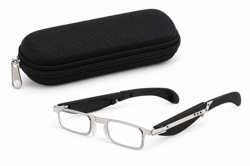 Foldable Blue Light Reading Glasses with Zipper Case