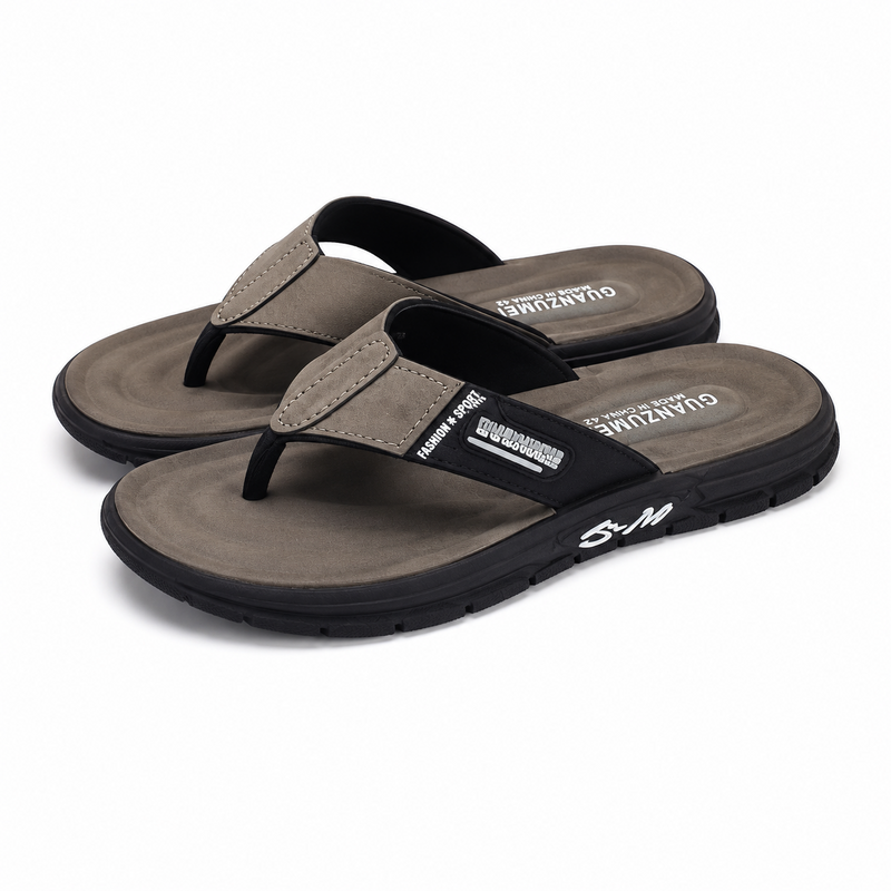 Men's Thick-Sole Leather Flip-Flops