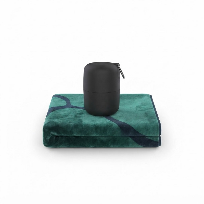 Quick-Dry Velvet Beach Towel with Carry Case