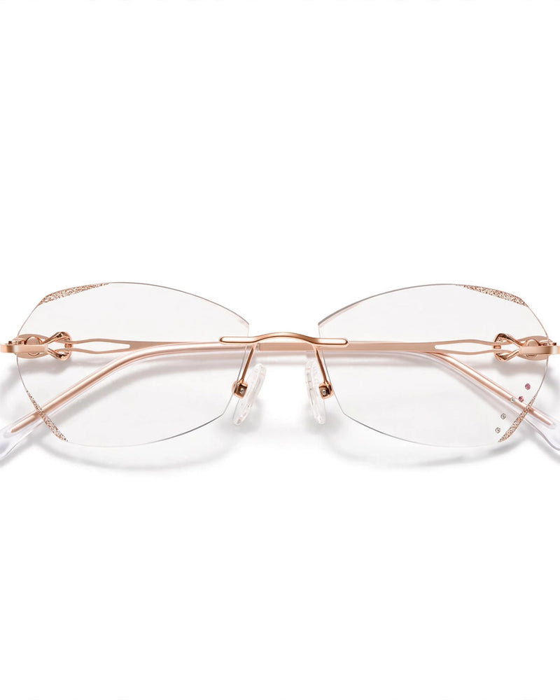 Elegant Frameless Reading Glasses with Diamond Accents