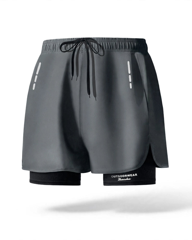 Men's Double-Layer Swim Trunks with Compression Liner