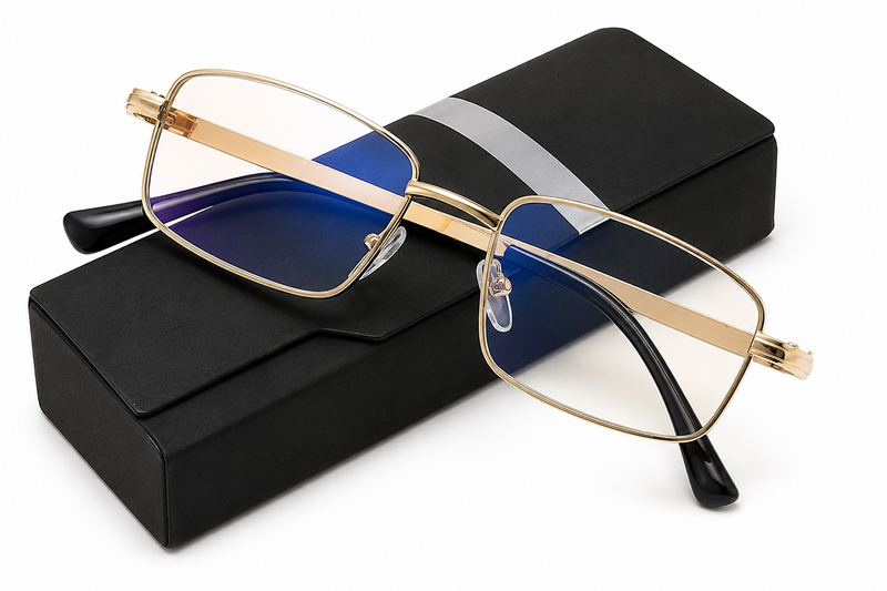 Premium Square Metal Blue Light Filtering Reading Glasses