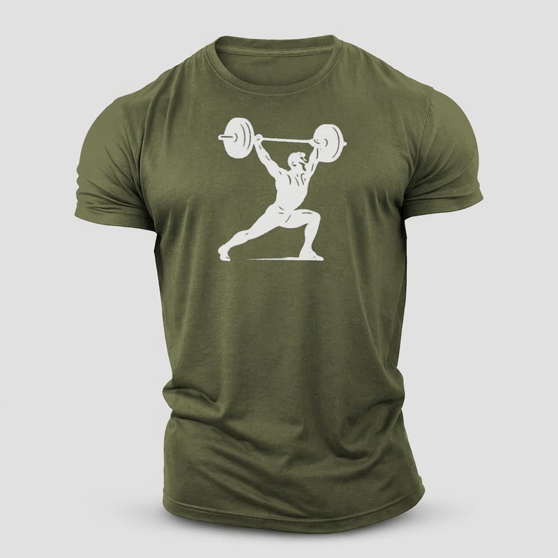 Weightlifter Doing Overhead Snatch Cotton T-Shirt