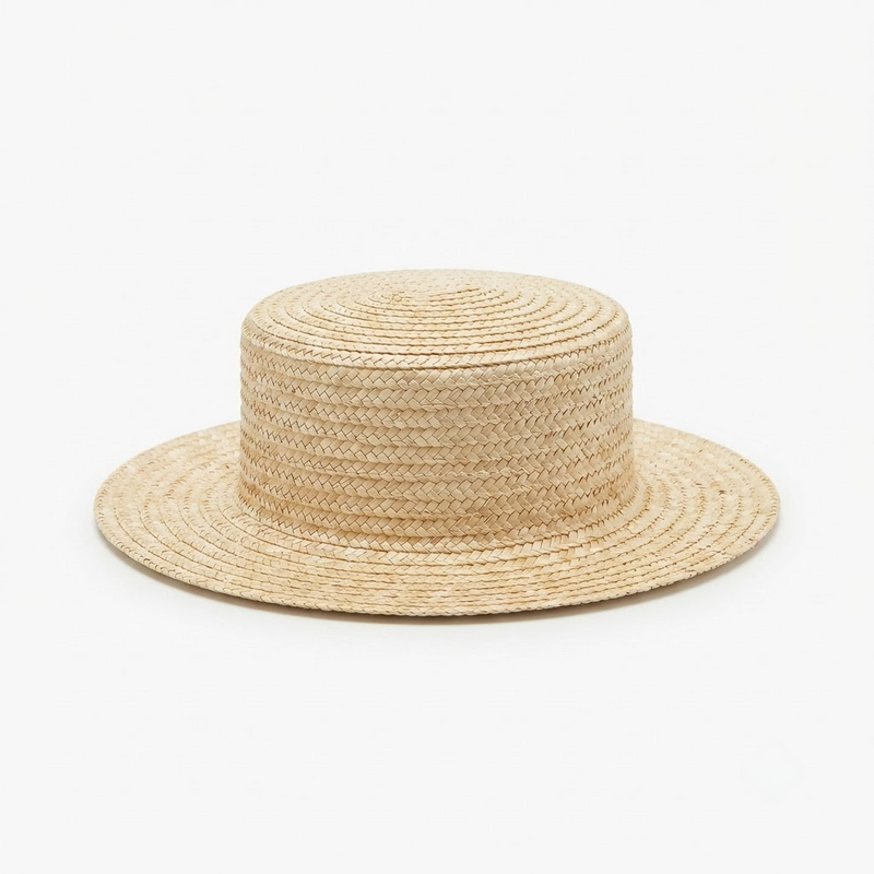 Shallow Brim Flat Top Straw Fedora Hat