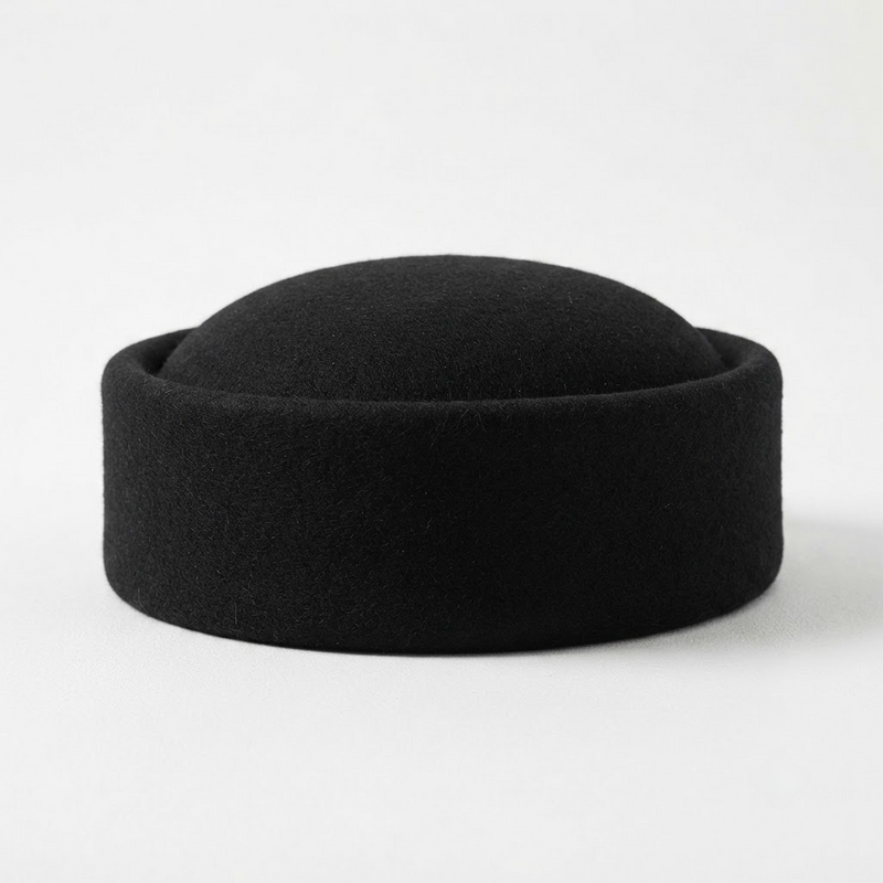 Premium Wool Pillbox Beret - British Retro Large Head Hat