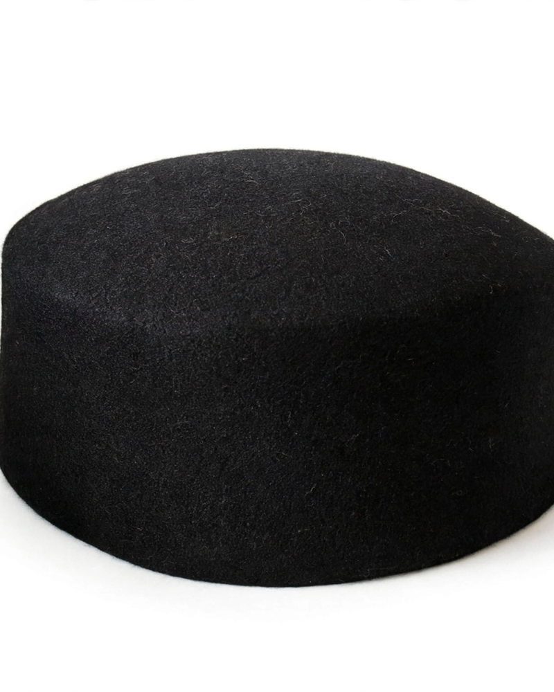Vintage Faux Wool Felt Pillbox Hat - Parisian Retro Beret