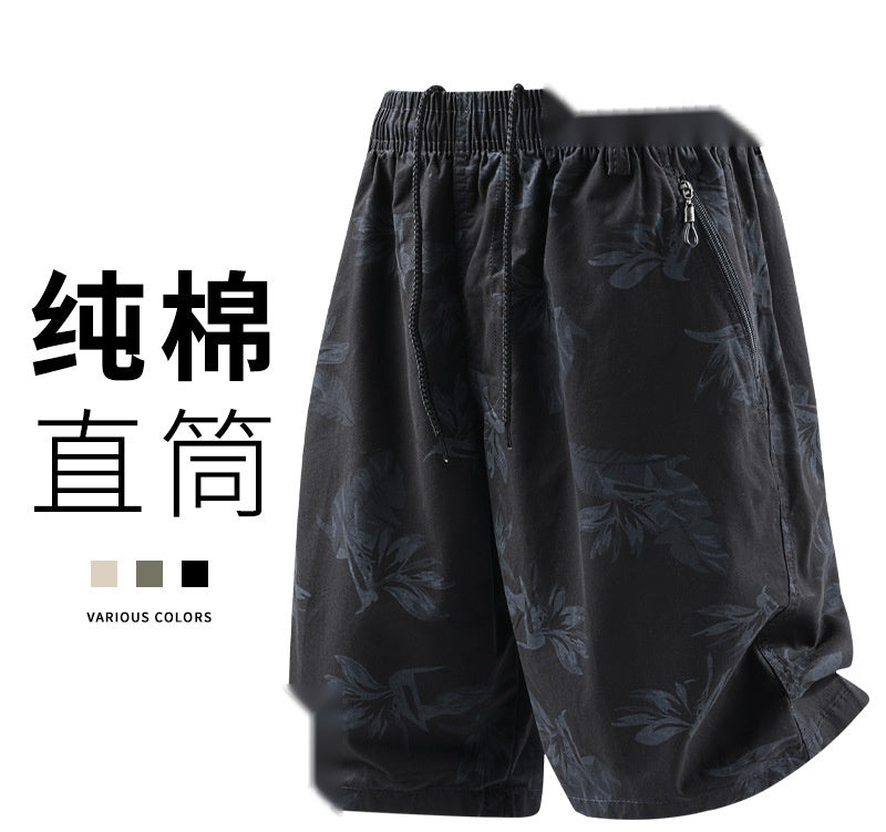Men's Plus Size Cotton Floral Beach Shorts