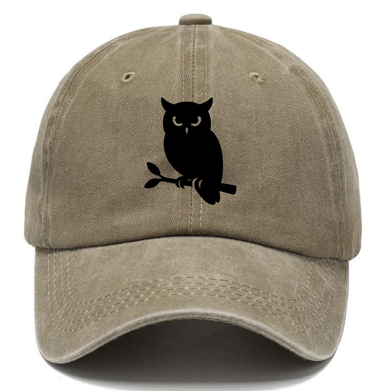 Owl Perched On Branch At Night Classic Cap
