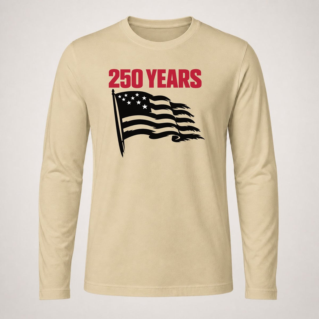 Single Weathered American Flag Silhouette 250 Long Sleeve T-Shirt