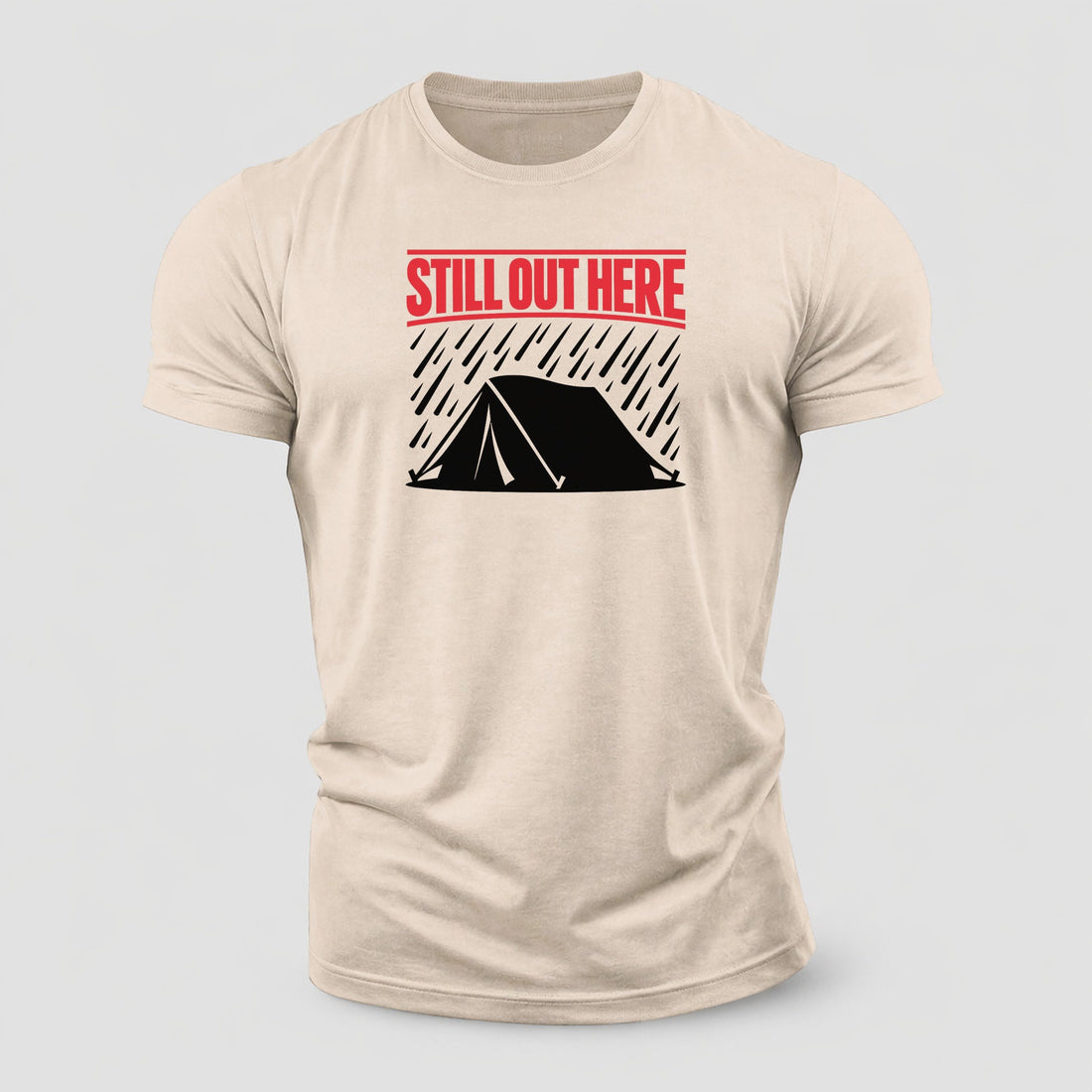 Single Tent Under Rain Silhouette Still Cotton T-Shirt