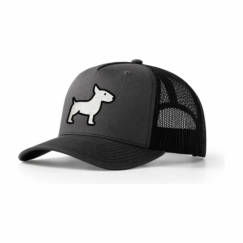 Bull Terrier White Egg Shaped Head Flat Side Profile Trucker Hat