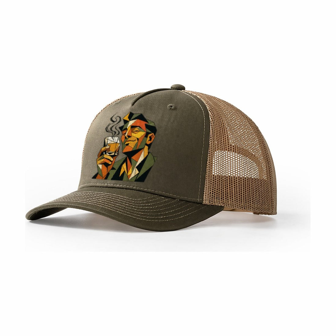 Cubist Whiskey Portrait Trucker Hat