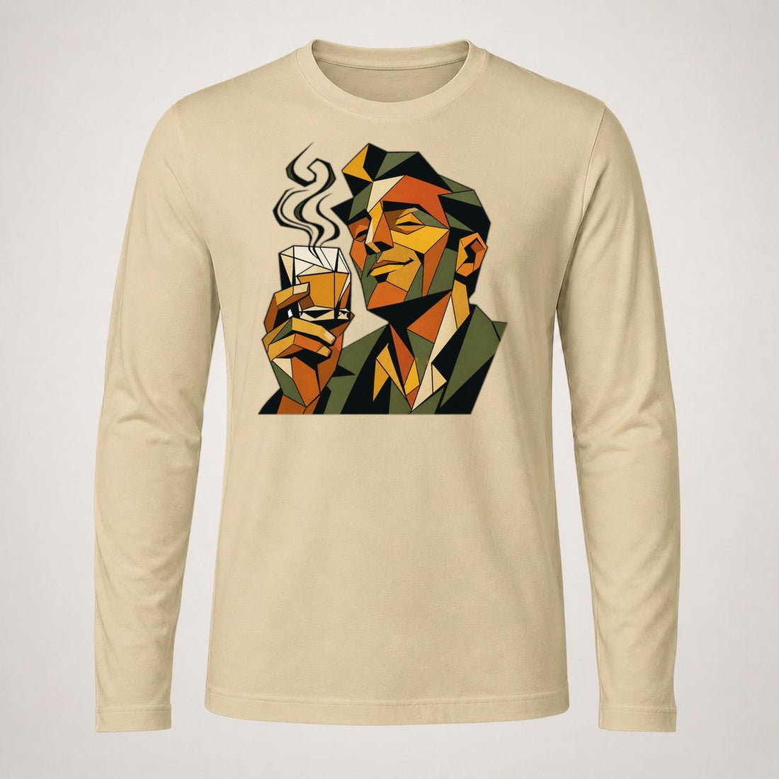 Cubist Whiskey Portrait Long Sleeve T-Shirt