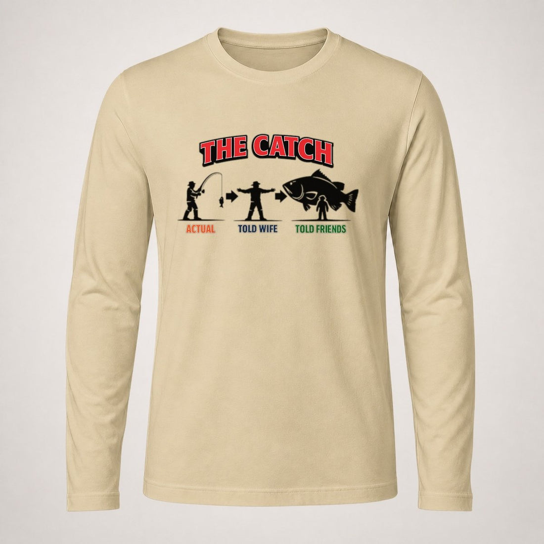 Fisherman Tiny Fish Vs Enormous Scale Long Sleeve T-Shirt