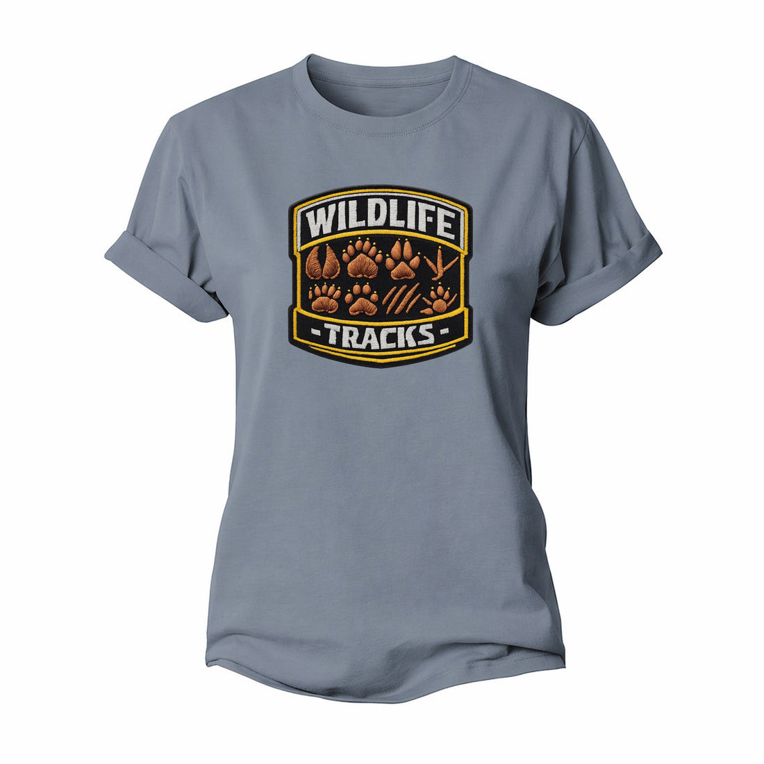 Wildlife Tracks - Animal Footprints In Brown, Tracker Cotton T-Shirt