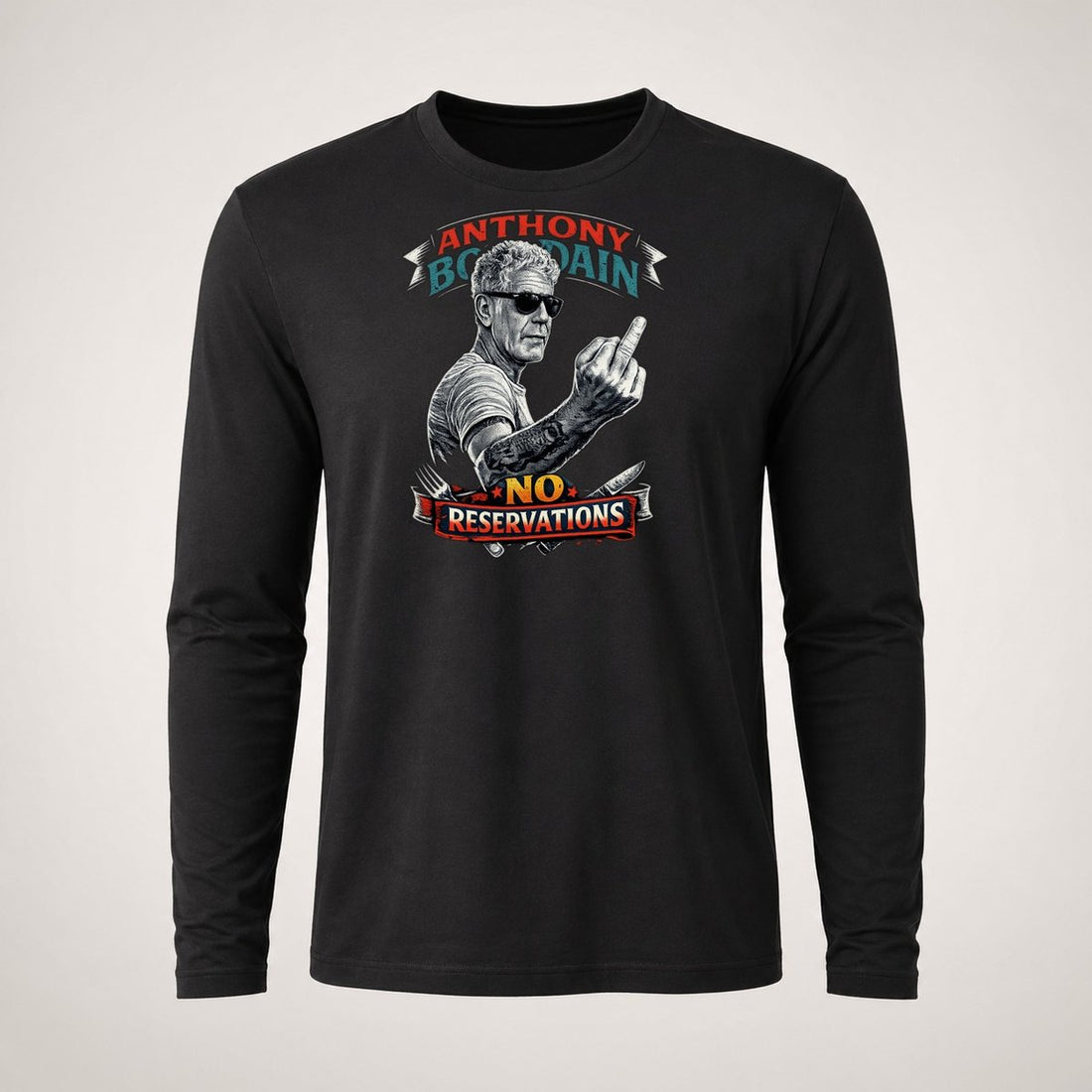 Anthony Bourdain Middle Finger Long Sleeve T-Shirt