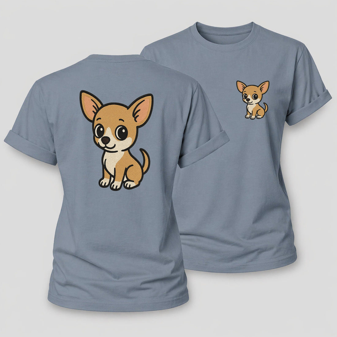 Chihuahua Tan And White Sitting Pose Portrait Design Women's Cotton T-Shirt