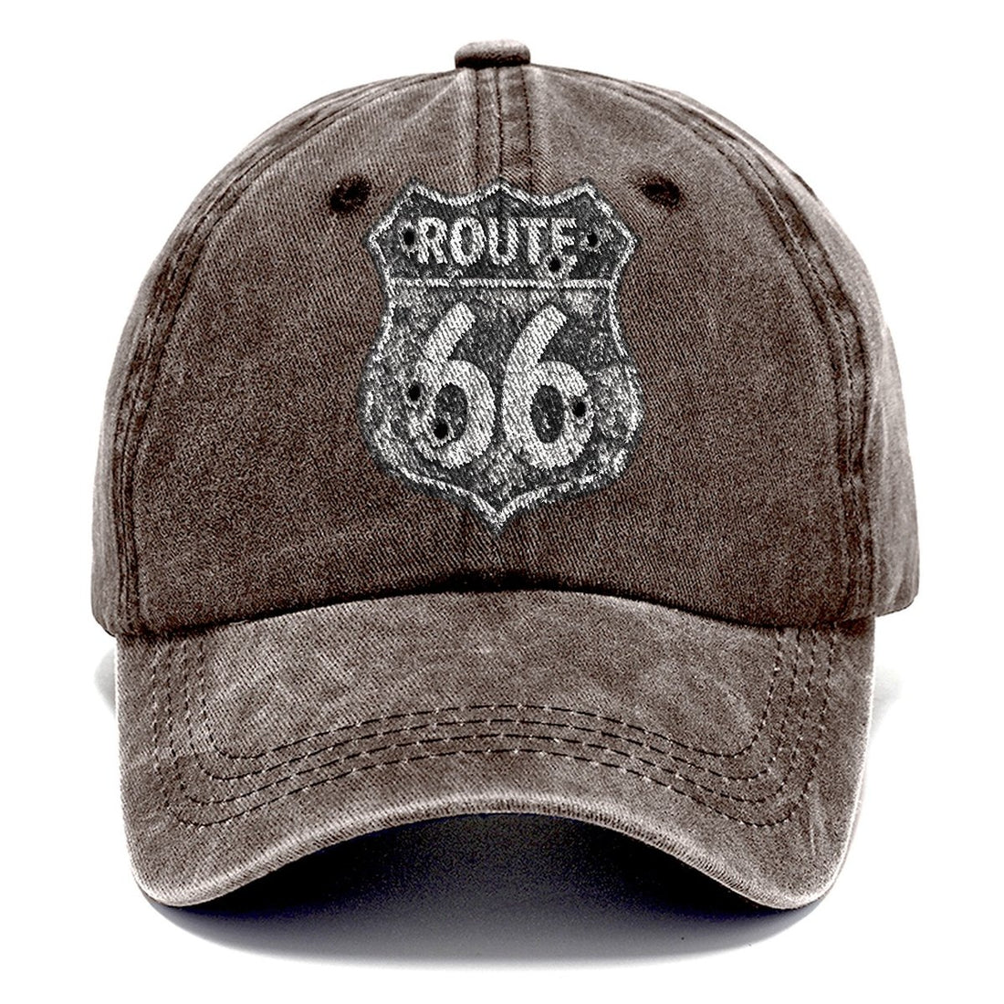 Weathered Marker Rust Aged Route 66 Sign Desert Sun Bleached Bullet Holes Classic Cap