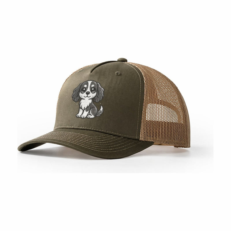 Cavalier King Charles Spaniel Tricolor Sitting Pose Portrait Design Classic Cap Trucker Hat