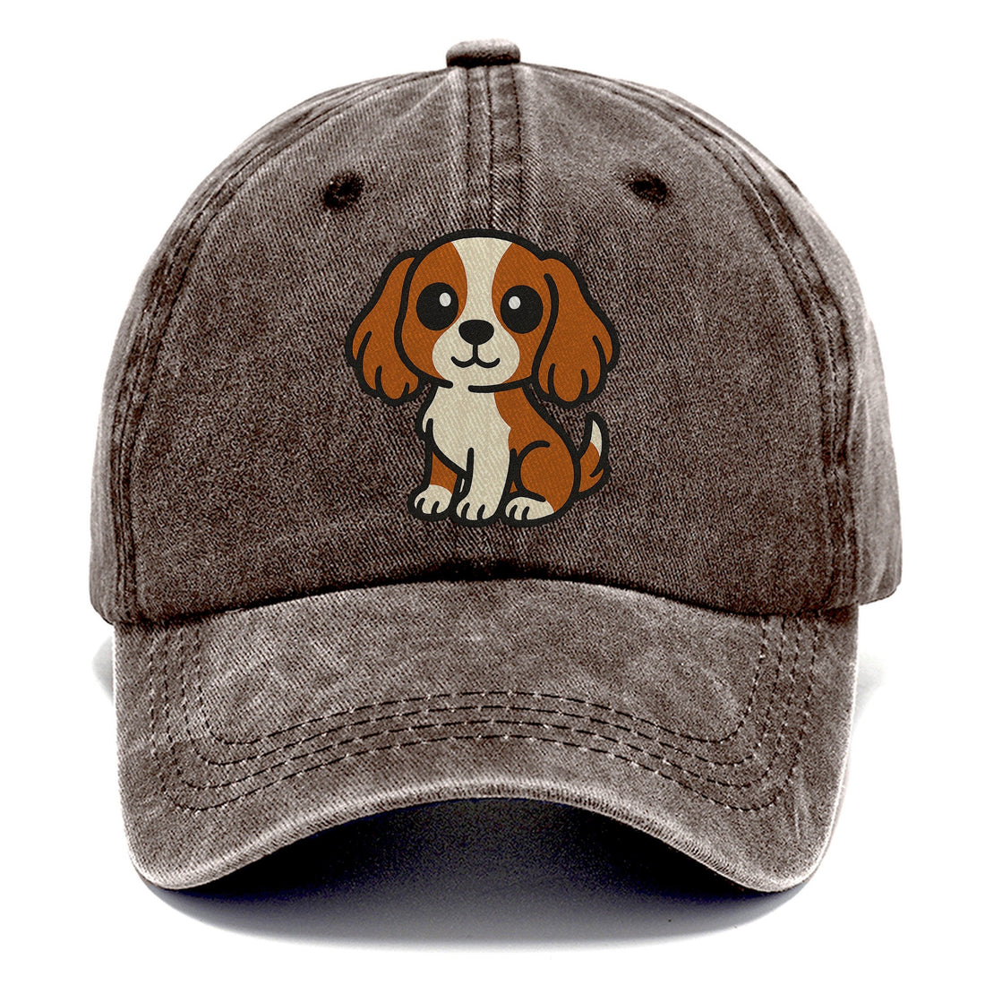 Cavalier King Charles Spaniel Blenheim Colored Sitting Pose Portrait Design Classic Cap