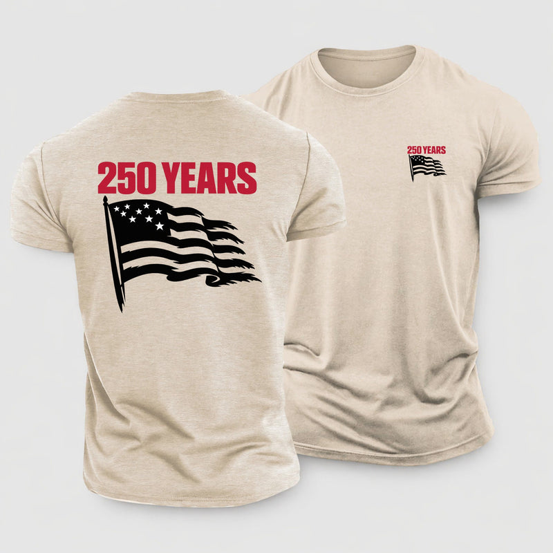 Single Weathered American Flag Silhouette 250 Cotton T-Shirt