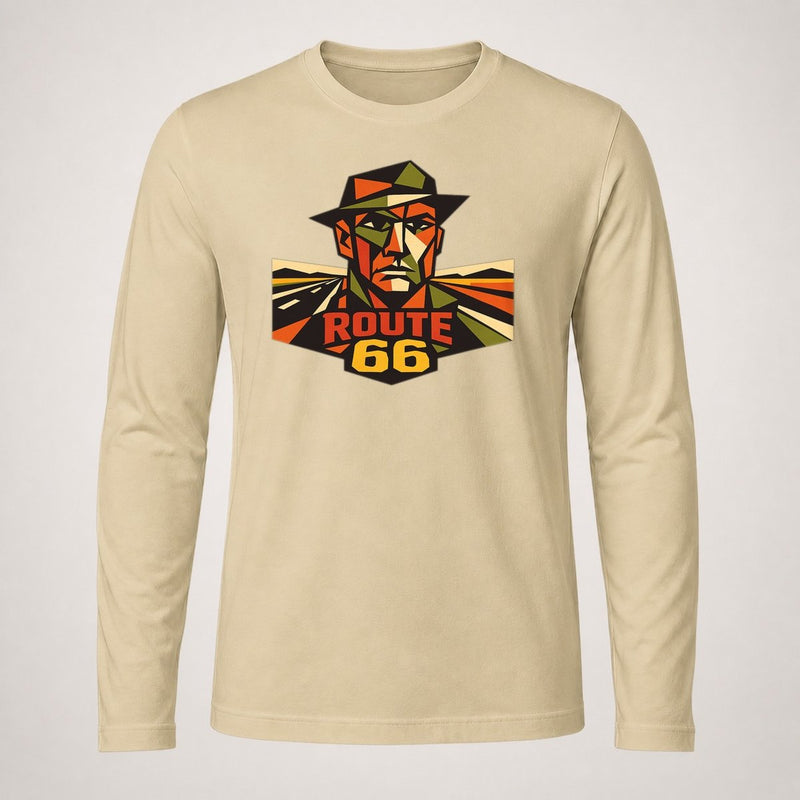 Man Open Road America Behind Him Long Sleeve T-Shirt