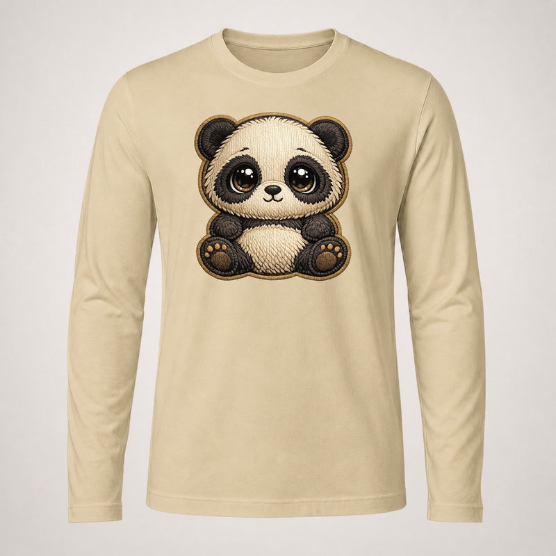 Baby Giant Panda Cub Plush Embroidered Long Sleeve T-Shirt