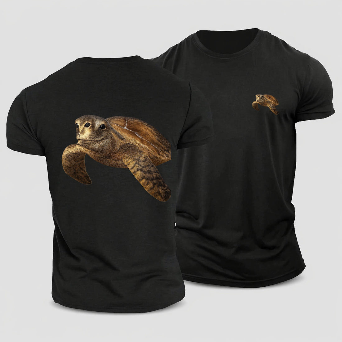 Sea Turtle Portrait Design Cotton T-Shirt