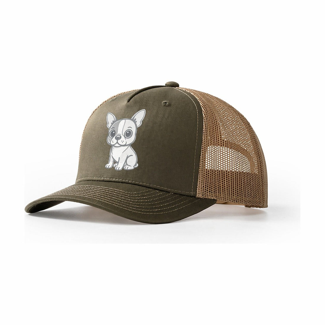 Boston Terrier Black And White Sitting Pose With Tuxedo Markings Portrait Design Trucker Hat