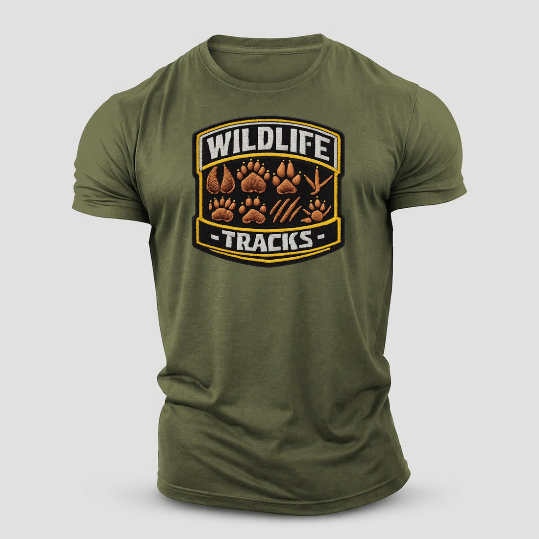 Wildlife Tracks - Animal Footprints In Brown, Tracker Cotton T-Shirt