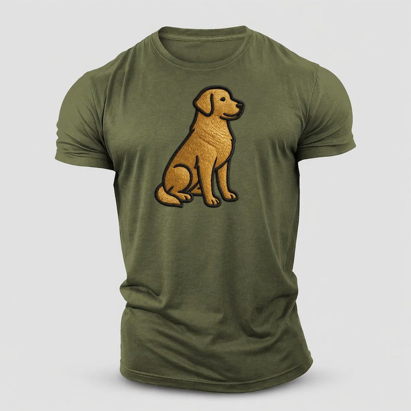 Golden Retriever - Contemporary Geometri Cotton T-Shirt